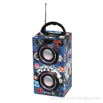 Portable Wooden Speaker with Disco Light and FM